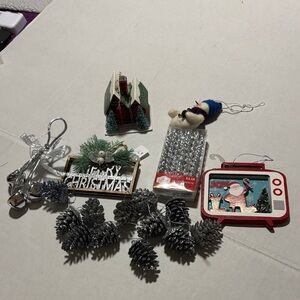 Christmas Ornament Set with Silver Pinecones